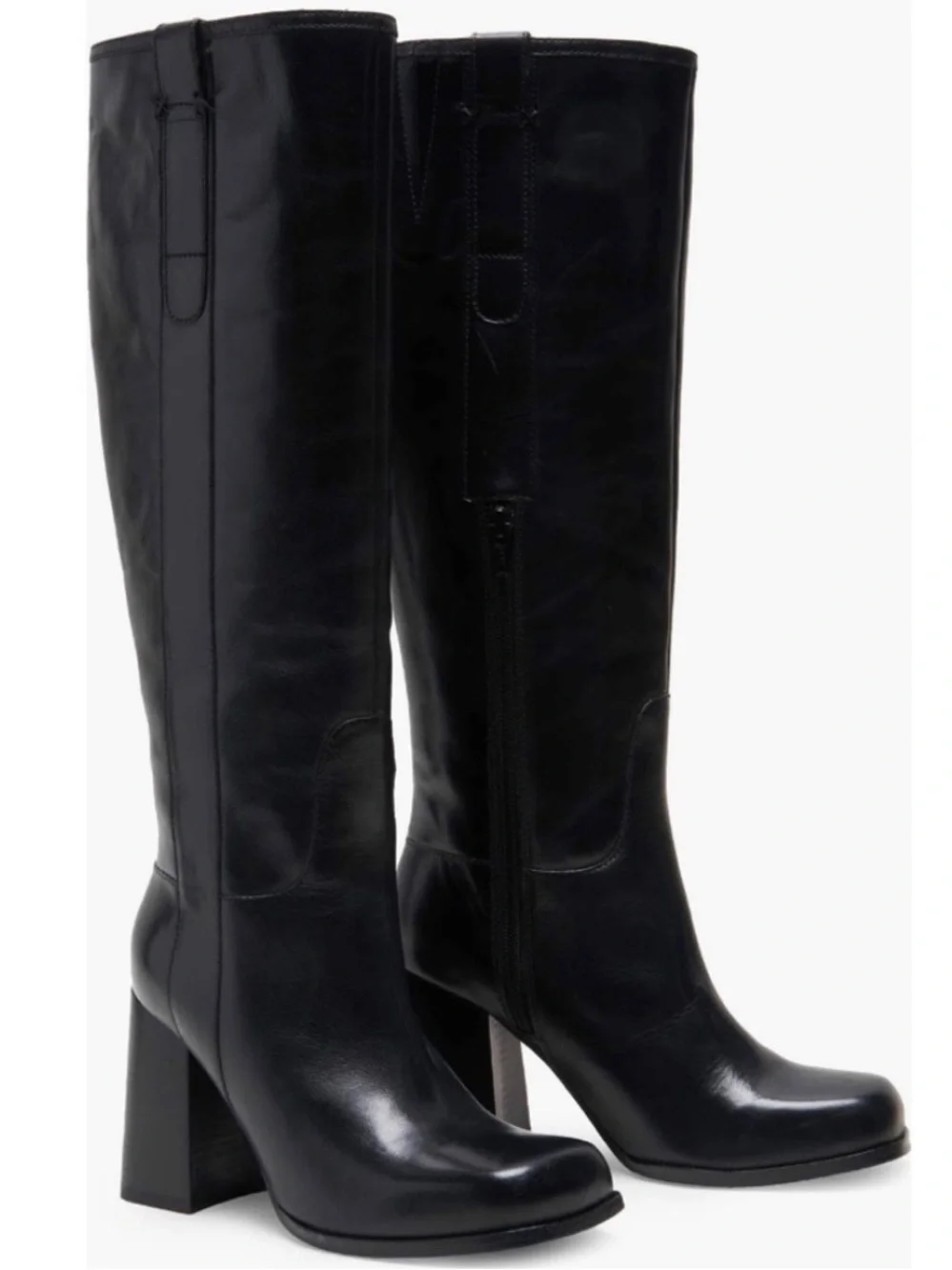Free People Naomi Tall Leather Boots in Black Size 9